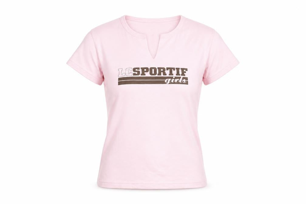 Front view of Le Coq Sportif Women's Pink T-Shirt, size 12, Casual Wear