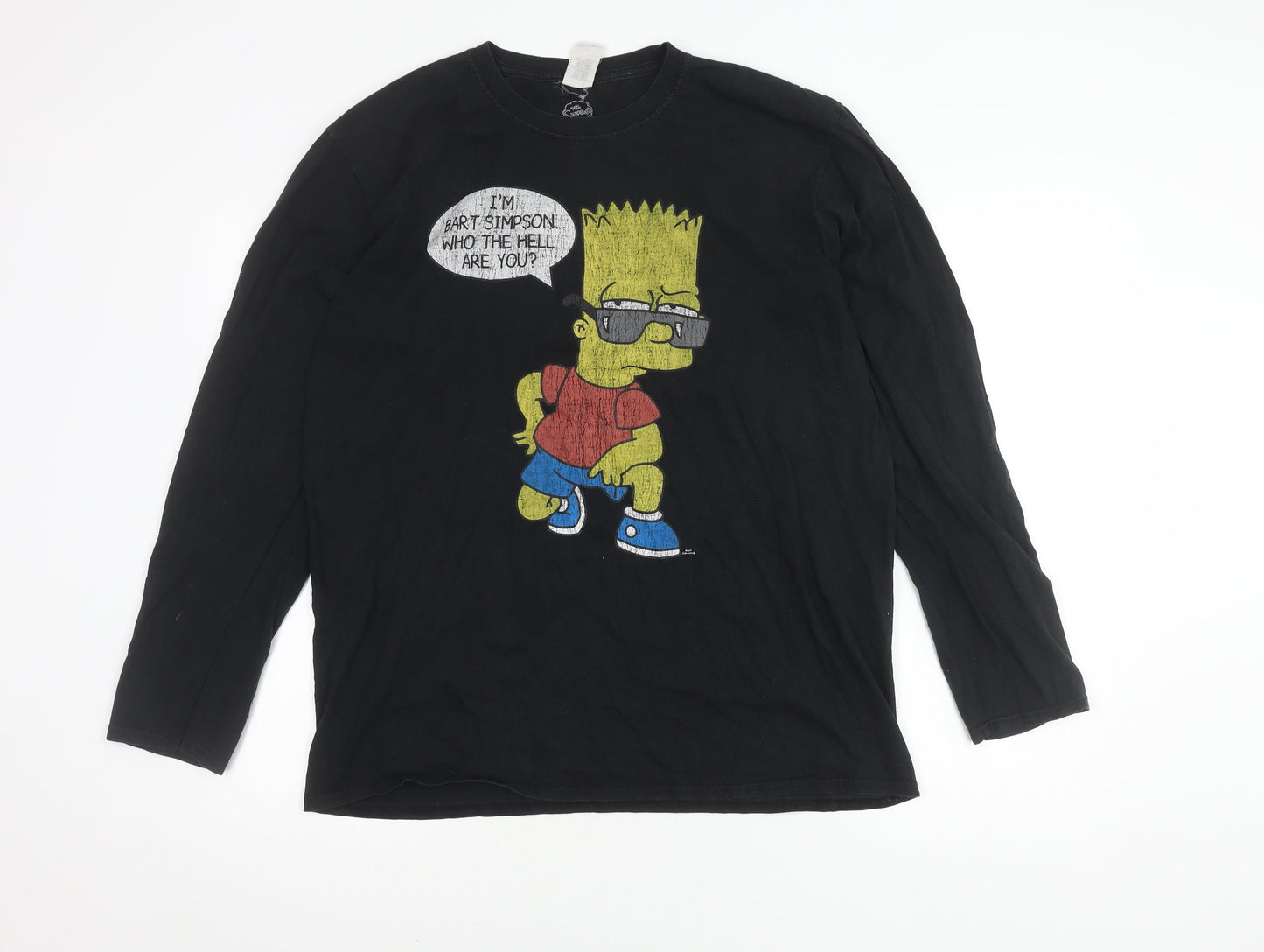 Gildan Men's Black Bart Simpson Long Sleeve T-Shirt