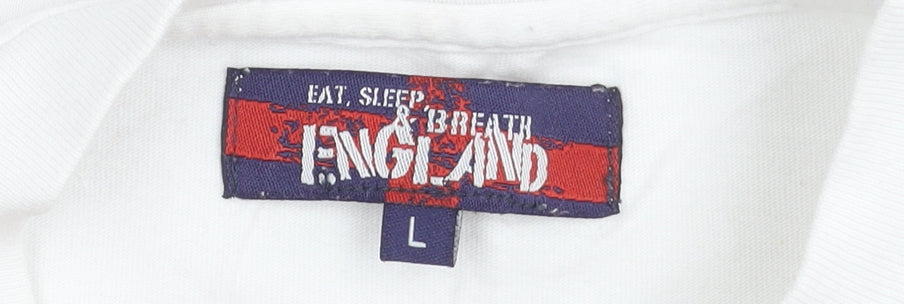 Eat Sleep Breathe England Graphic Men's White T-Shirt, Size L
