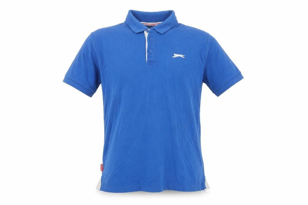 Slazenger Men's Blue Cotton Polo Shirt - Medium