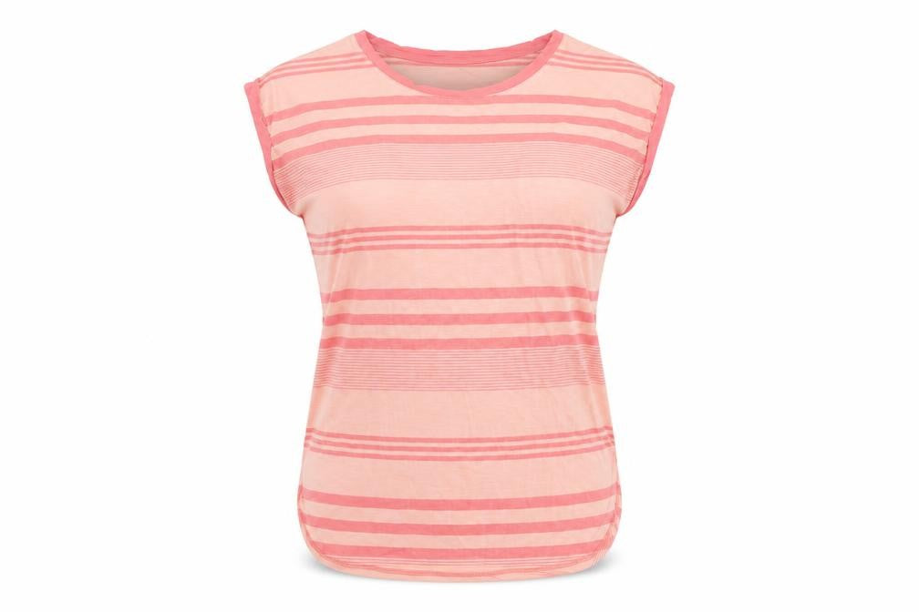 Front view of Oasis Women's Pink Striped Sleeveless Top XS