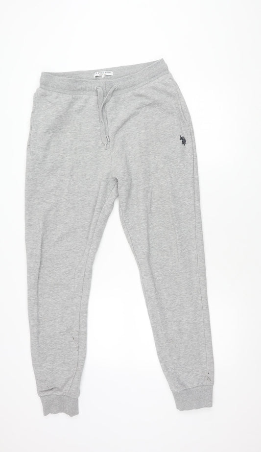 U.S. Polo Assn. Men's Grey Jogger Trousers, Size L, Elastic Waist