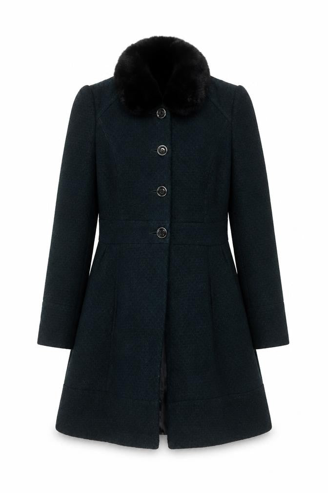 Dorothy Perkins Women's Black Coat Size 12 with Fur Trim