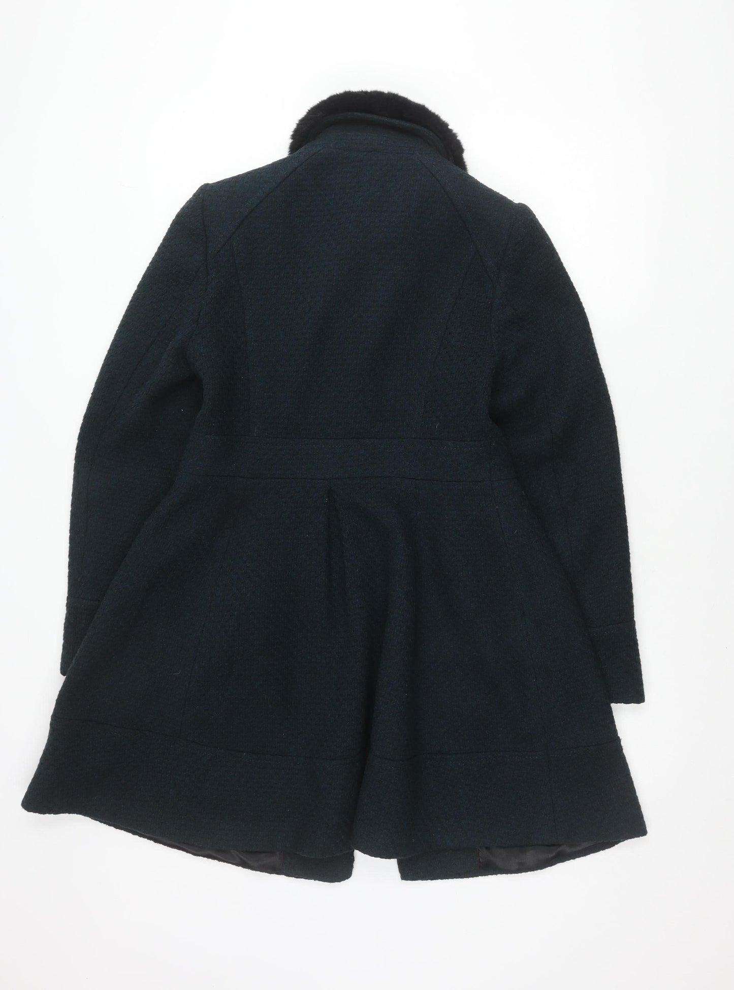 Dorothy Perkins Women's Black Coat Size 12 with Fur Trim