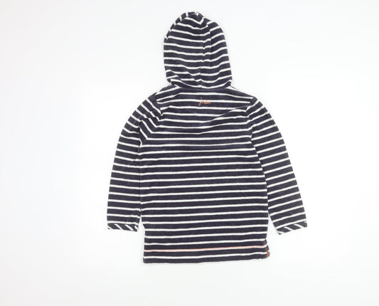 Joules Girls Striped Hoodie 7-8 Years Pullover Blue Casual