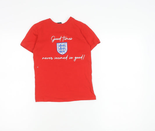 George Boys Red T-Shirt 6-7 Years Cotton Logo Casual
