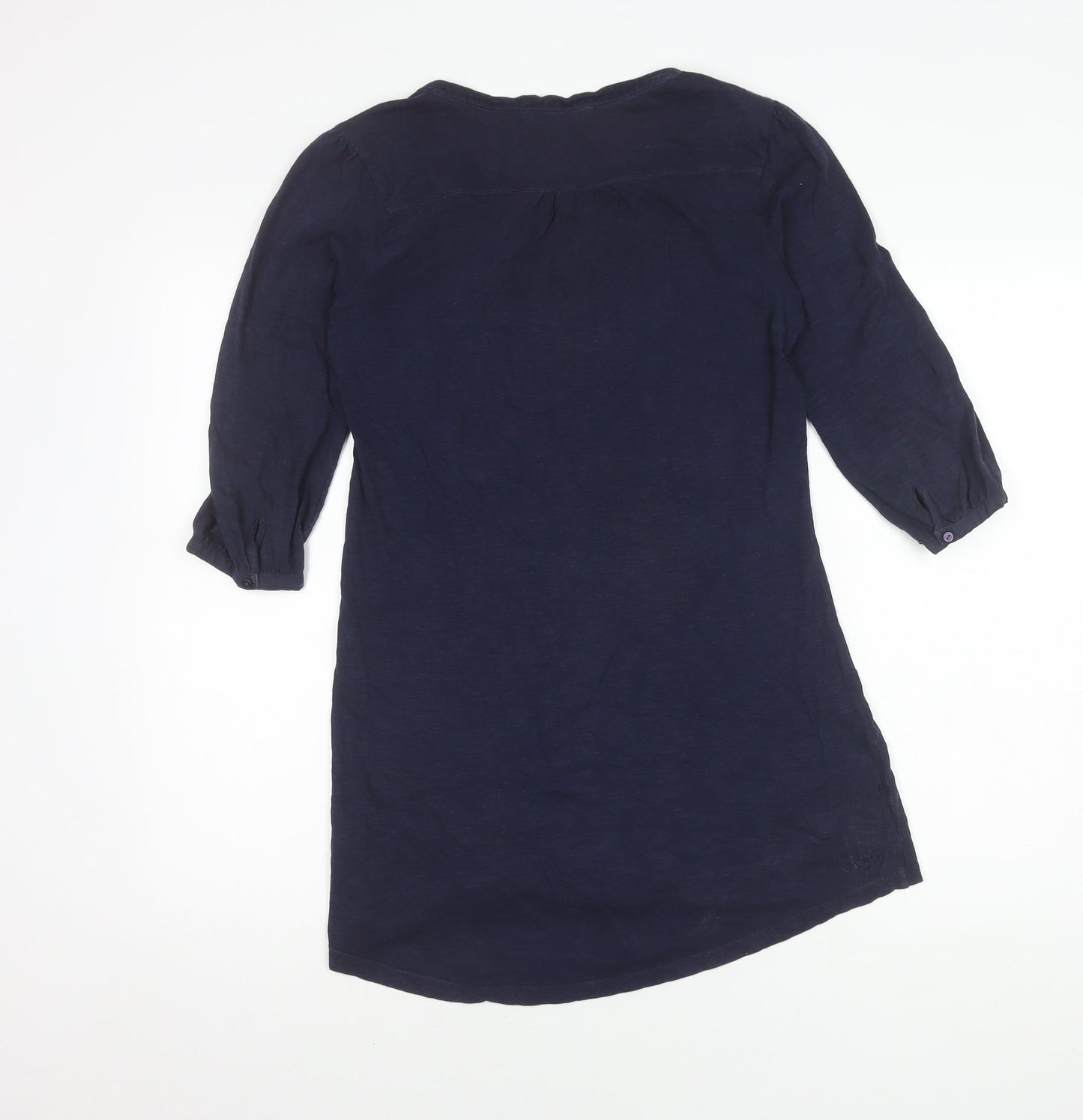 Fat Face Women's Blue Blouse Size 10, 3/4 Sleeve, V-Neck