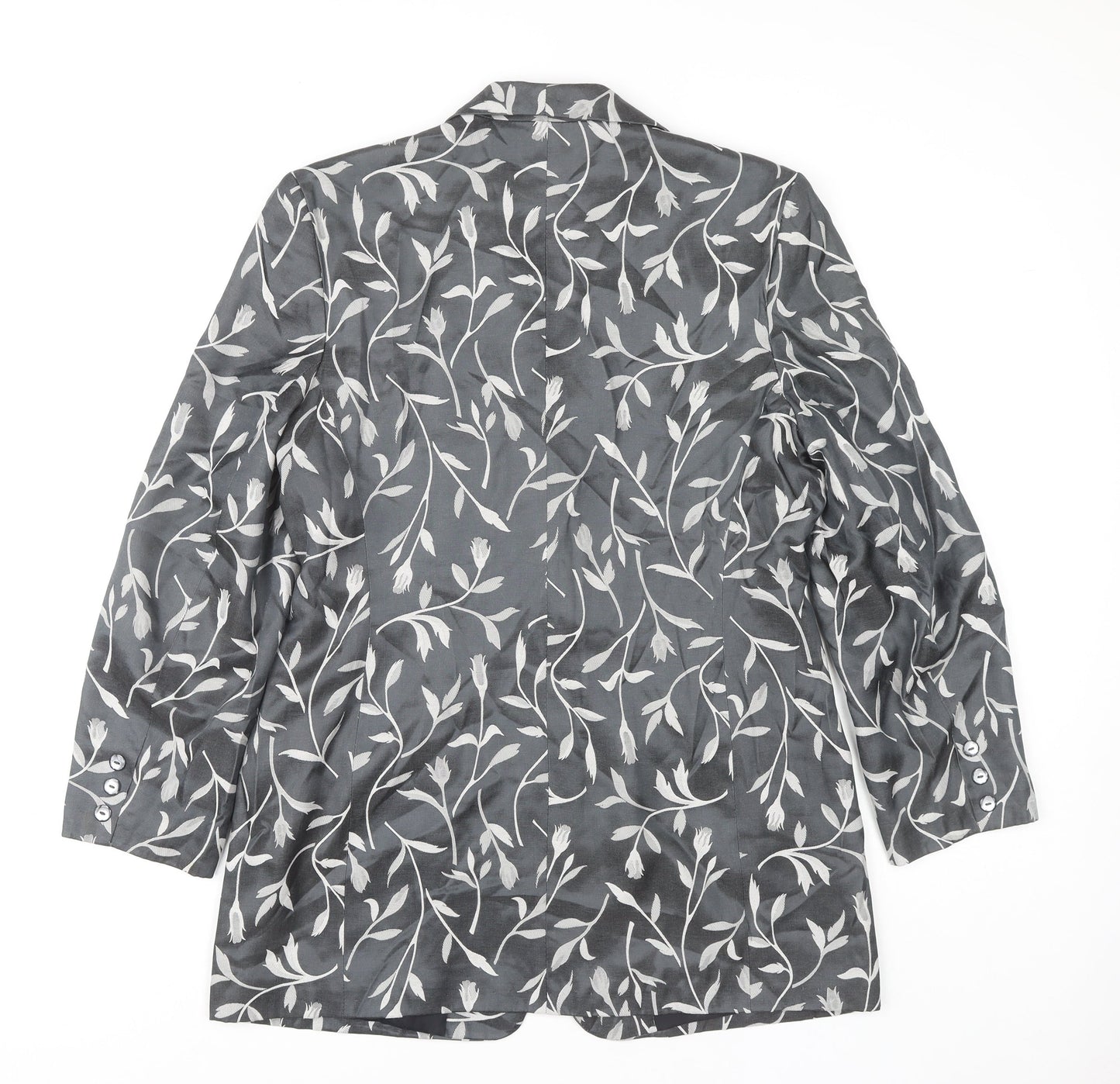 AFFINITY Women's Grey Floral Blazer - Size 14