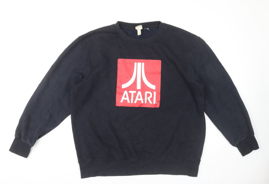 H&M Men's Blue Atari Sweatshirt, Retro Logo, L