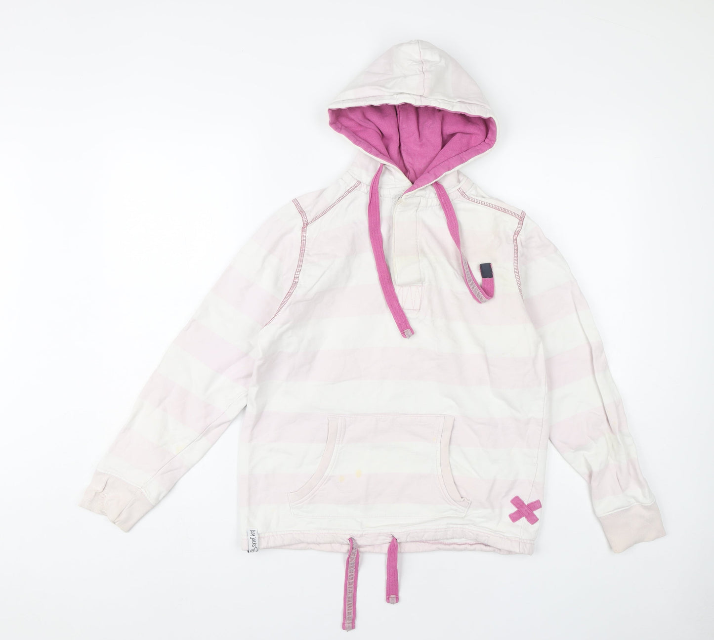 Lazy Jacks Women Pink Striped Pullover Hoodie XS