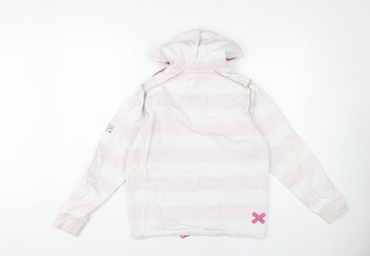 Lazy Jacks Women Pink Striped Pullover Hoodie XS