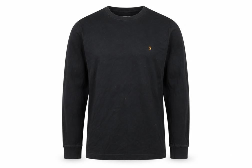 Farah Men's Black Long Sleeve T-Shirt, Medium, Cotton