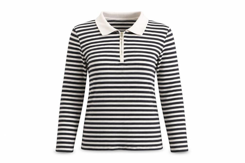 MNG Women's Striped Black Polo Shirt Size S