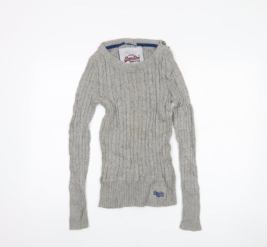 Superdry Women's Grey Cable-Knit Pullover XS