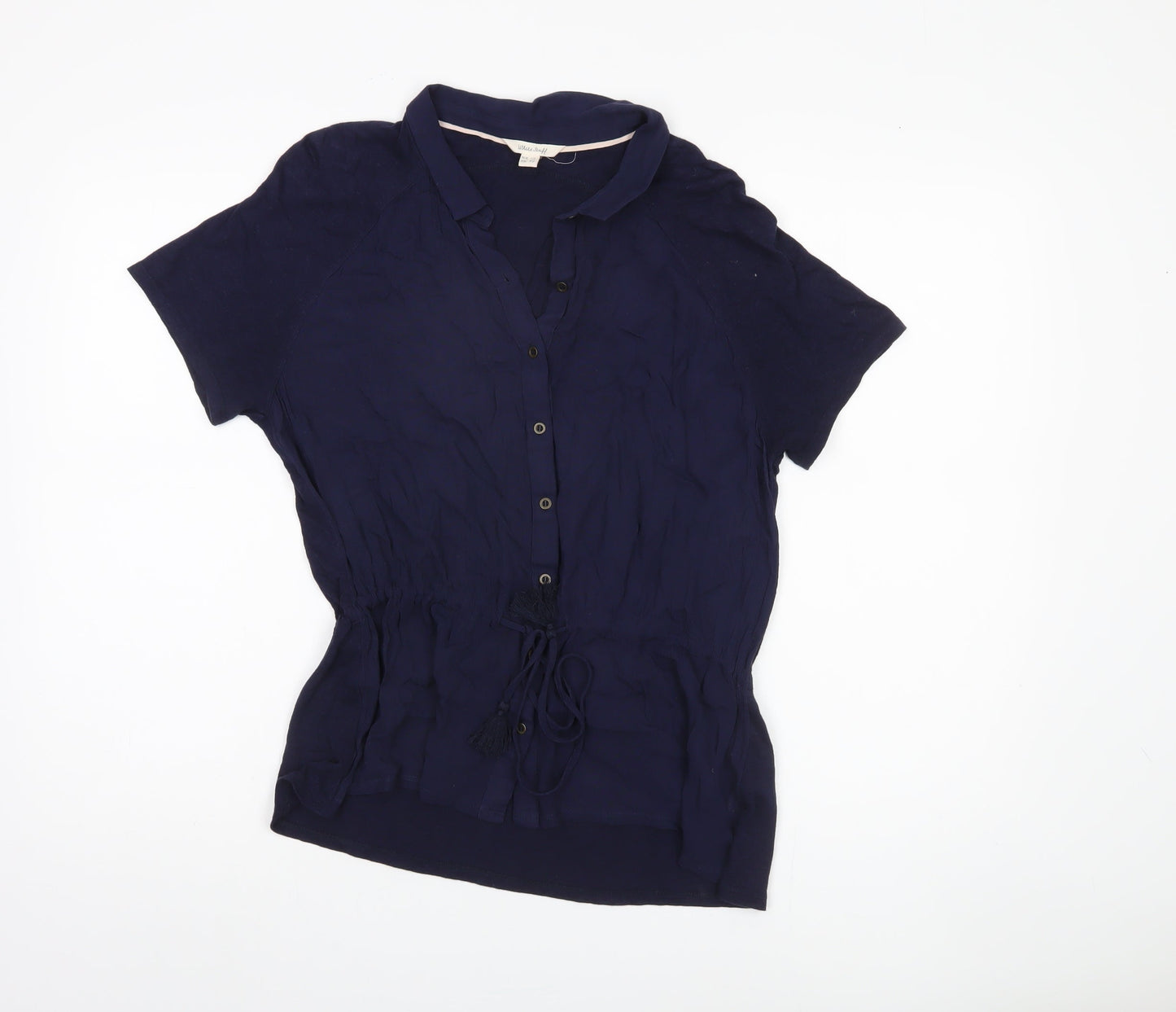 White Stuff Women's Blue Linen Button-Up Tunic, Size 12