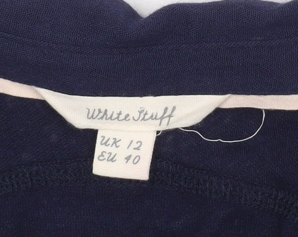 White Stuff Women's Blue Linen Button-Up Tunic, Size 12