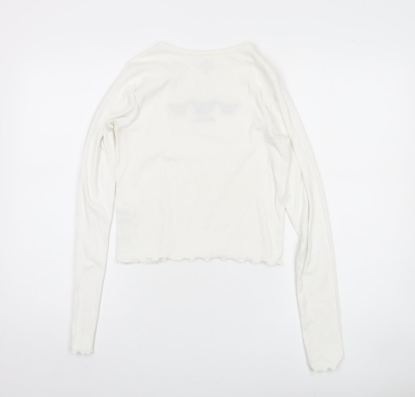 Hollister Women's White Long Sleeve T-Shirt M