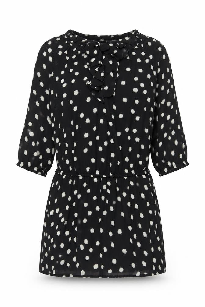 Front view of ESPRIT Women's Black Polka Dot Dress, size 12