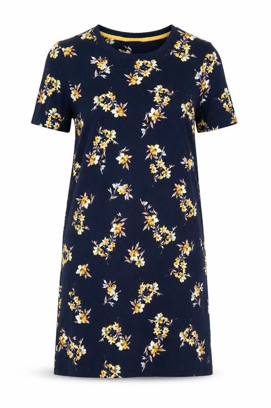 Joules Women's Blue Floral T-Shirt Dress Size 12