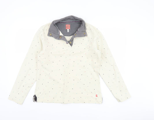 Joules Women's Ivory Henley Sweatshirt M Polka Dot
