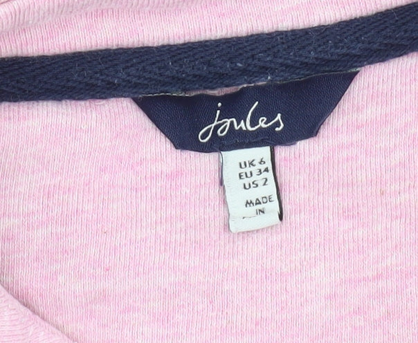 Joules Women's Pink Henley Sweatshirt UK 6