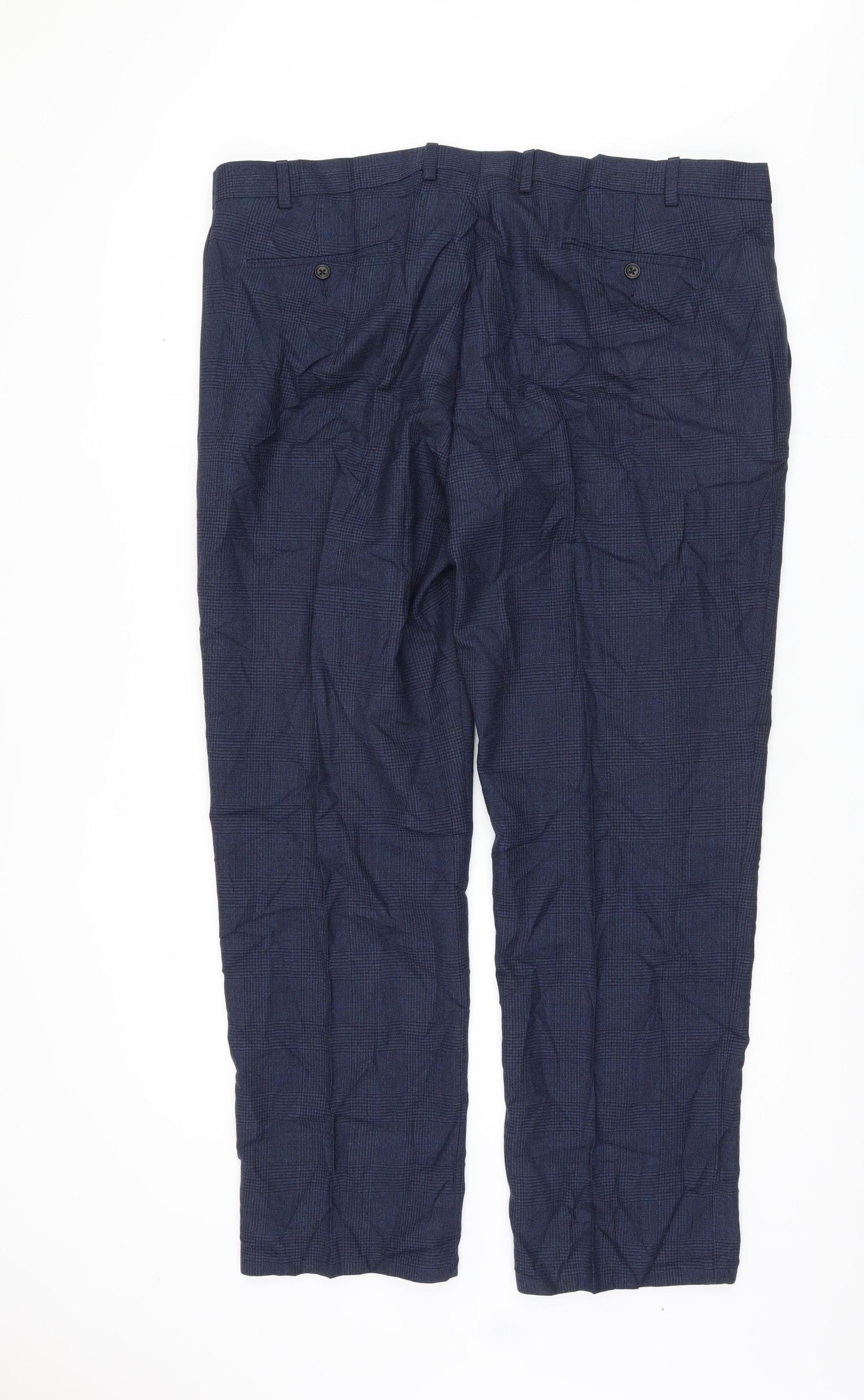 Marks and Spencer Unisex Blue Check Dress Pants, 42