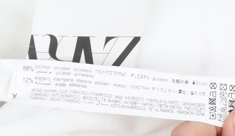 Zara Women's White Straight Trousers - Size S