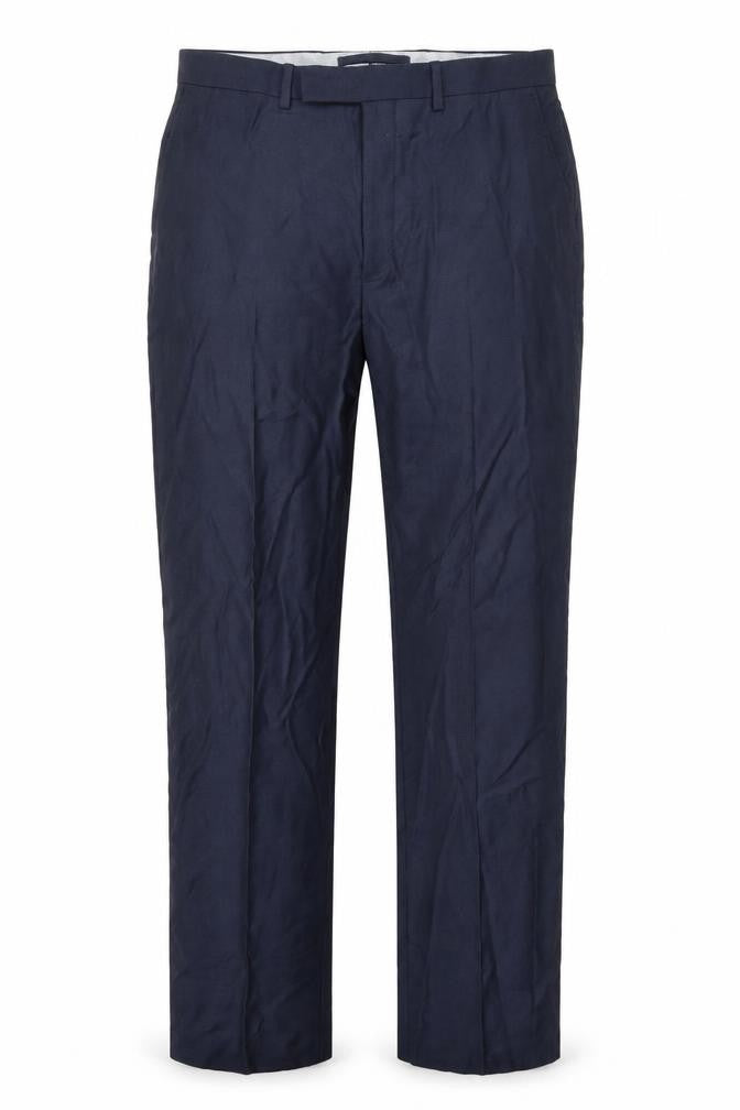 Marks and Spencer Men's Blue Regular Fit Wool Trousers