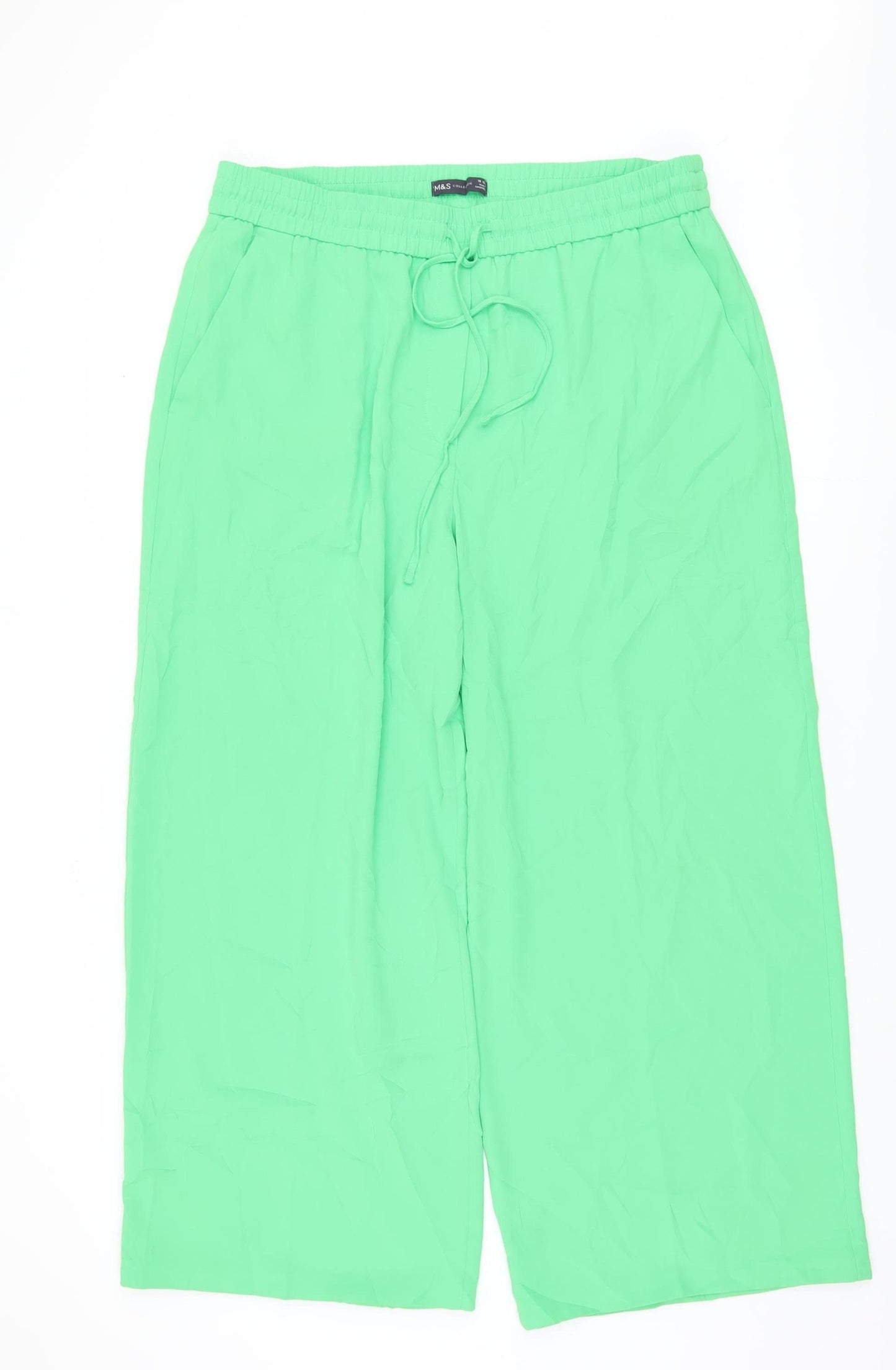 Marks and Spencer Women's Green Wide-Leg Trousers