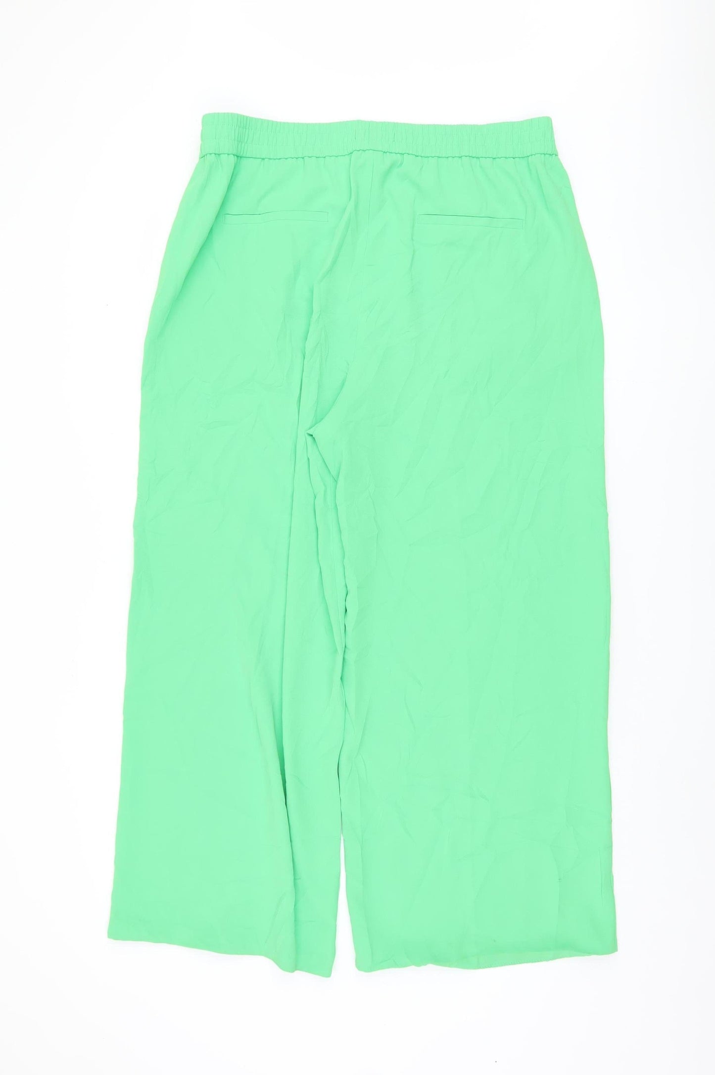 Marks and Spencer Women's Green Wide-Leg Trousers