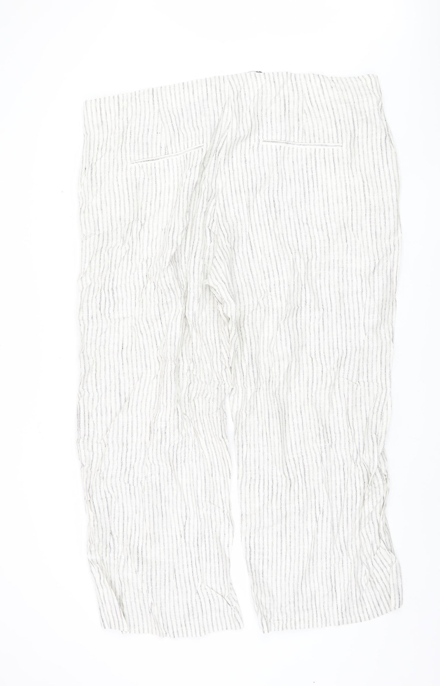Marks and Spencer Women's White Striped Trousers Size 24