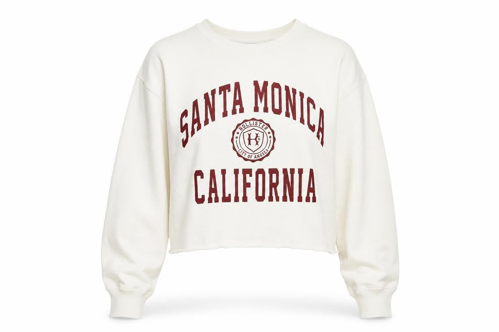 Womens UK L Regular Hollister White Pullover Sweatshirt