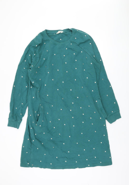 Fat Face Women's Green Long Sleeve Polka Dot Dress