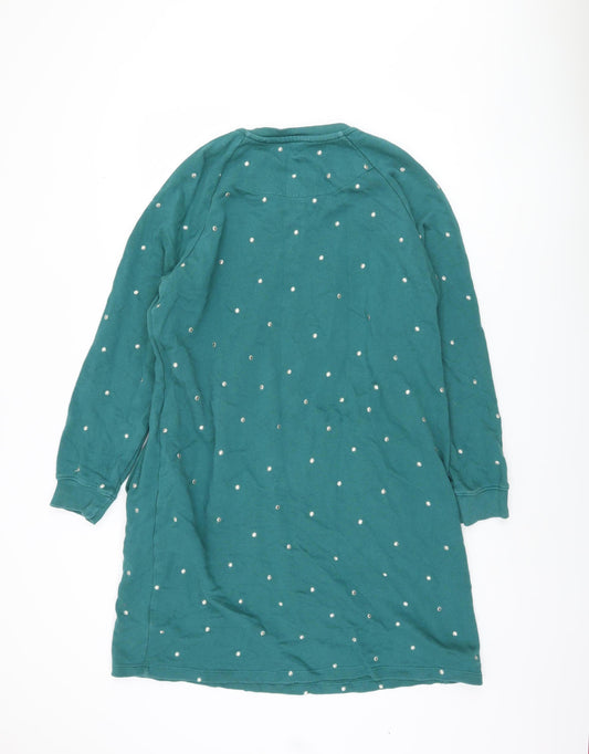Fat Face Women's Green Long Sleeve Polka Dot Dress