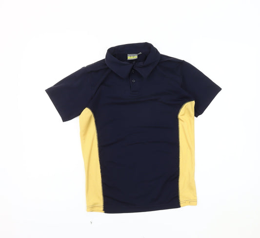David Luke Boys Blue Colourblock Polo Shirt L Collared