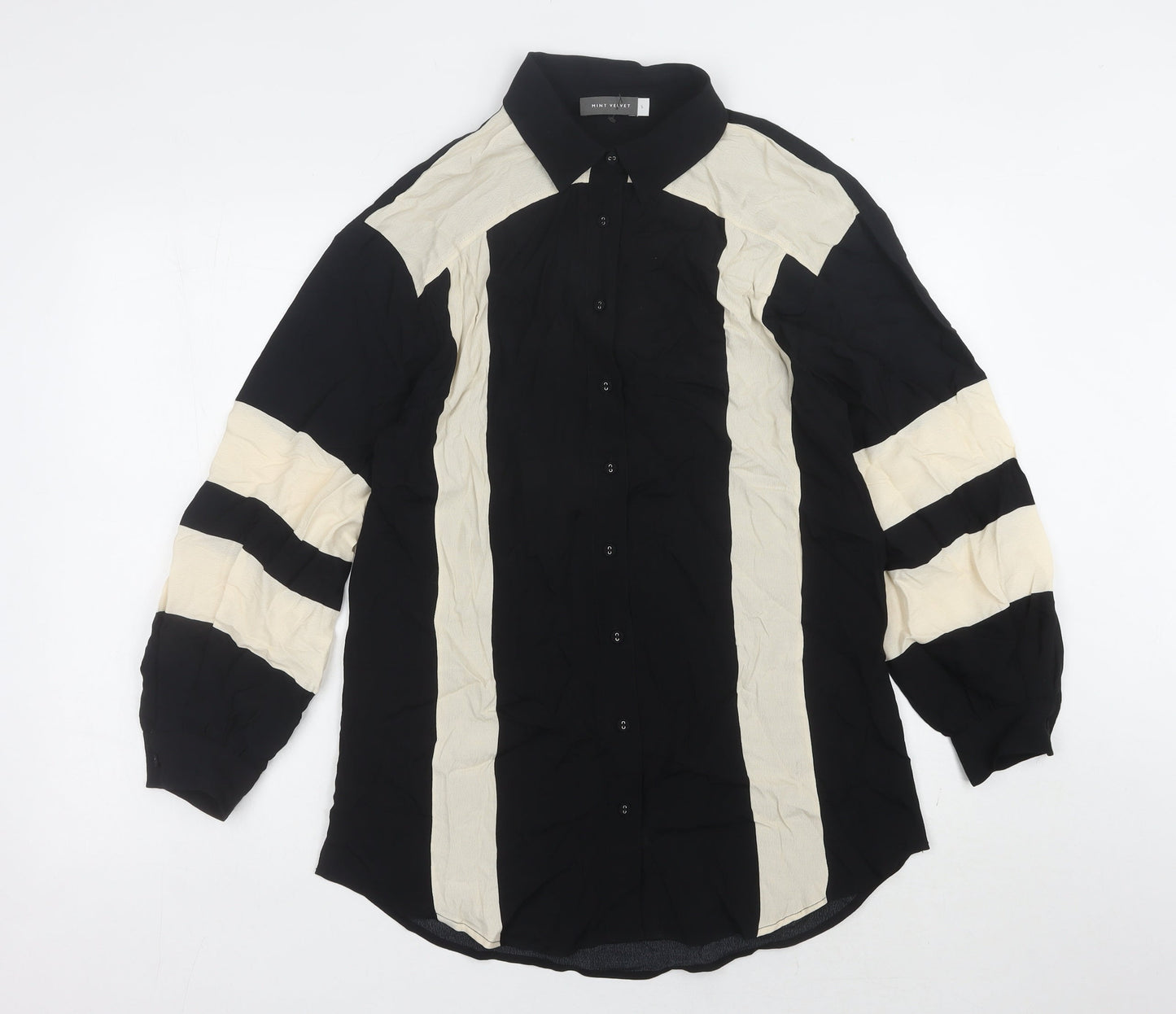 Mint Velvet Women's Black Striped Button-Up Shirt