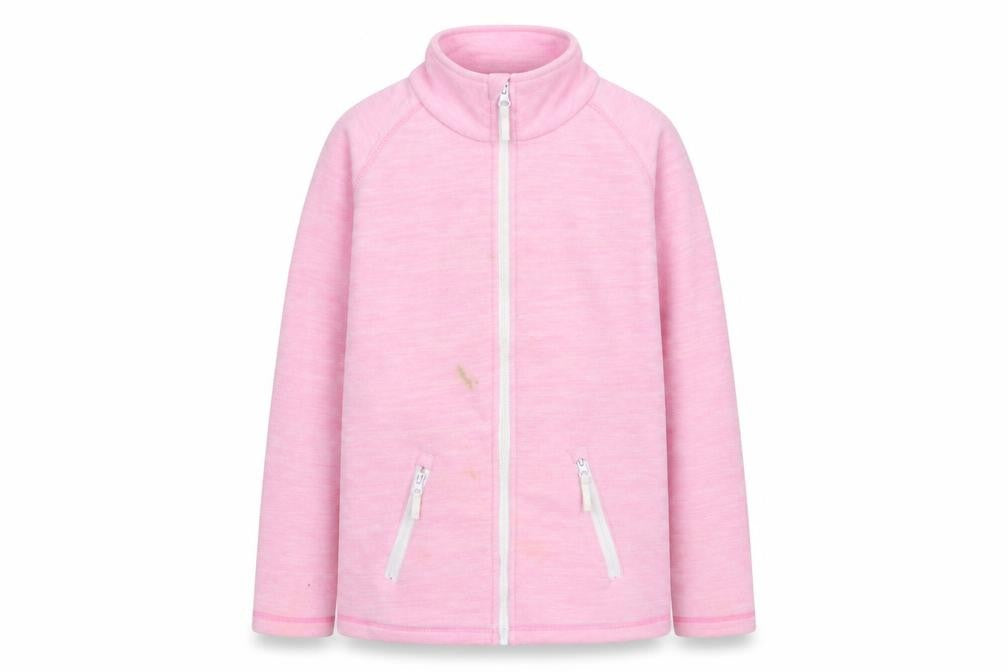 Front view of Mountain Warehouse girls’ pink basic jacket, size 11-12
