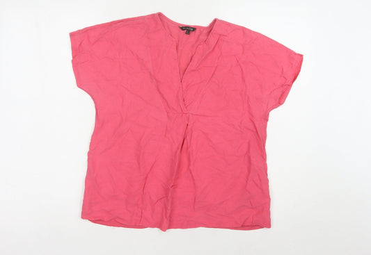 Massimo Dutti Women's Pink V-Neck Top Size 10