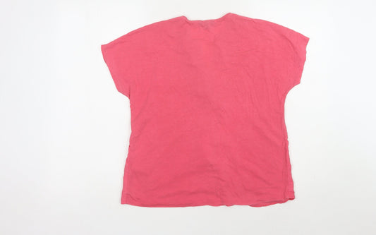 Massimo Dutti Women's Pink V-Neck Top Size 10