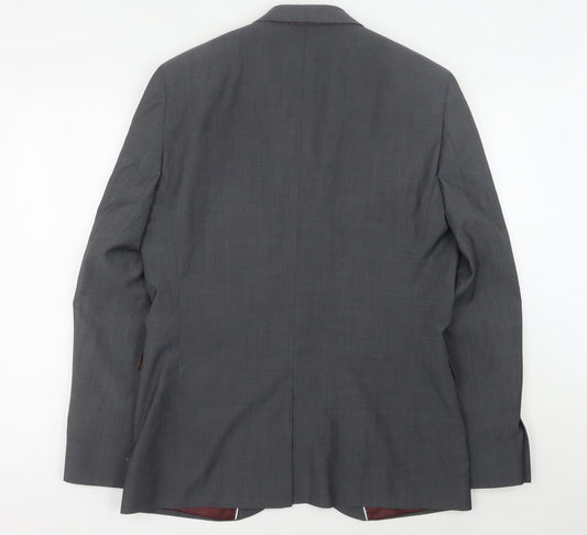 Next Men's Grey Regular Fit Wool Suit Jacket