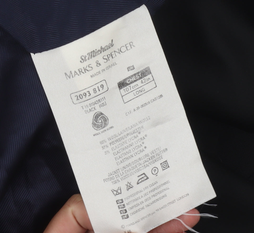Marks and Spencer Men's Black Suit Jacket, 42 Chest, Elegant Formal