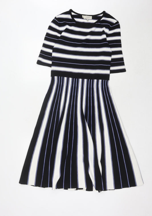 Hobbs Women's Black Striped Dress Size 8