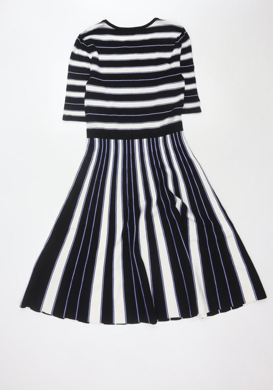 Hobbs Women's Black Striped Dress Size 8