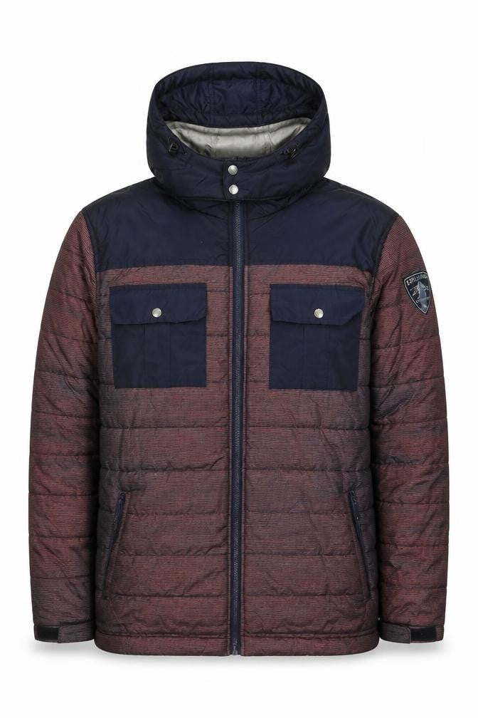 Front view of Atlas For Men Multicoloured Puffer Jacket L Hooded