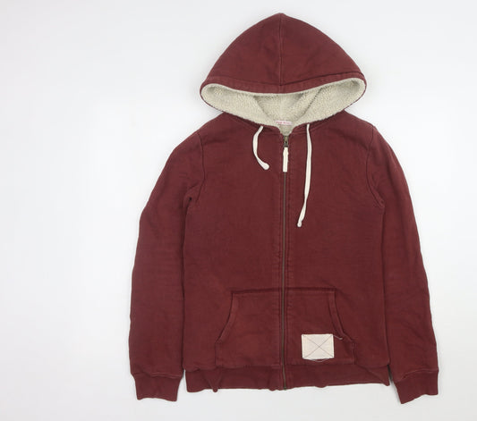 Jack Wills Women's Red Hoodie, Size 12, Full Zip, Cotton