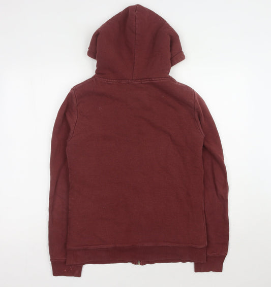 Jack Wills Women's Red Hoodie, Size 12, Full Zip, Cotton