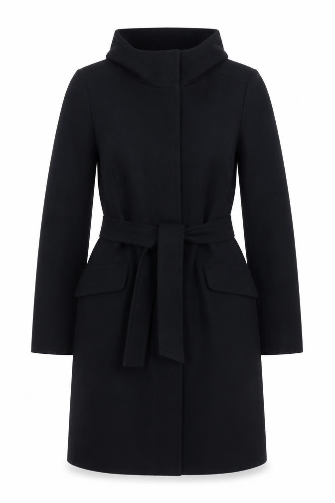 H&M Women's Black Trench Coat, UK 8, Belted