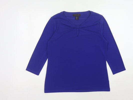 Tahari Women's Blue 3/4 Sleeve Top M