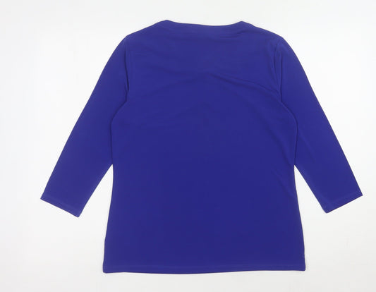 Tahari Women's Blue 3/4 Sleeve Top M