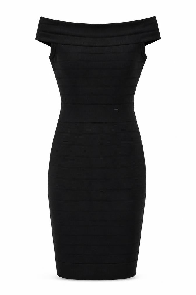Front view of French Connection Women's Black, size 8, Off Shoulder Dress